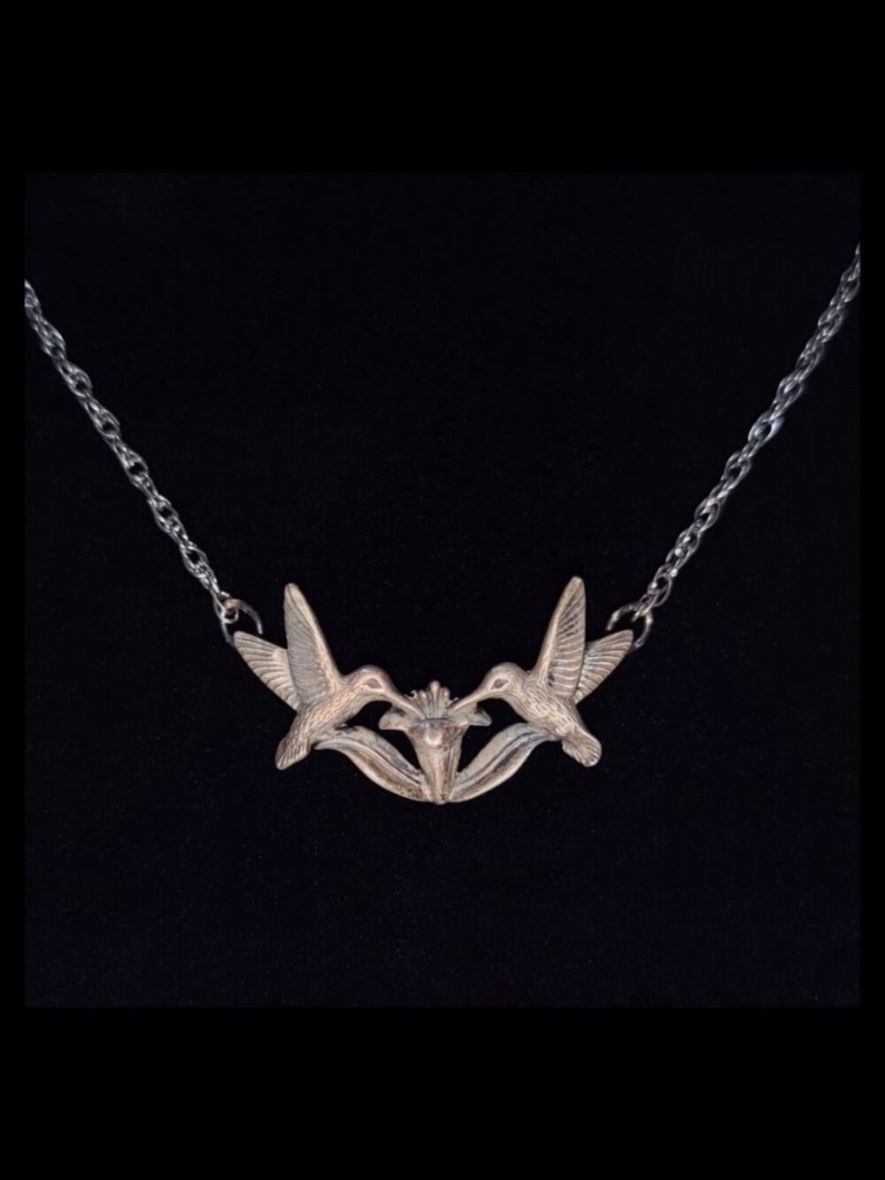 Retired James Avery Hummingbirds & Flower Sterling Silver Necklace 20" Signed